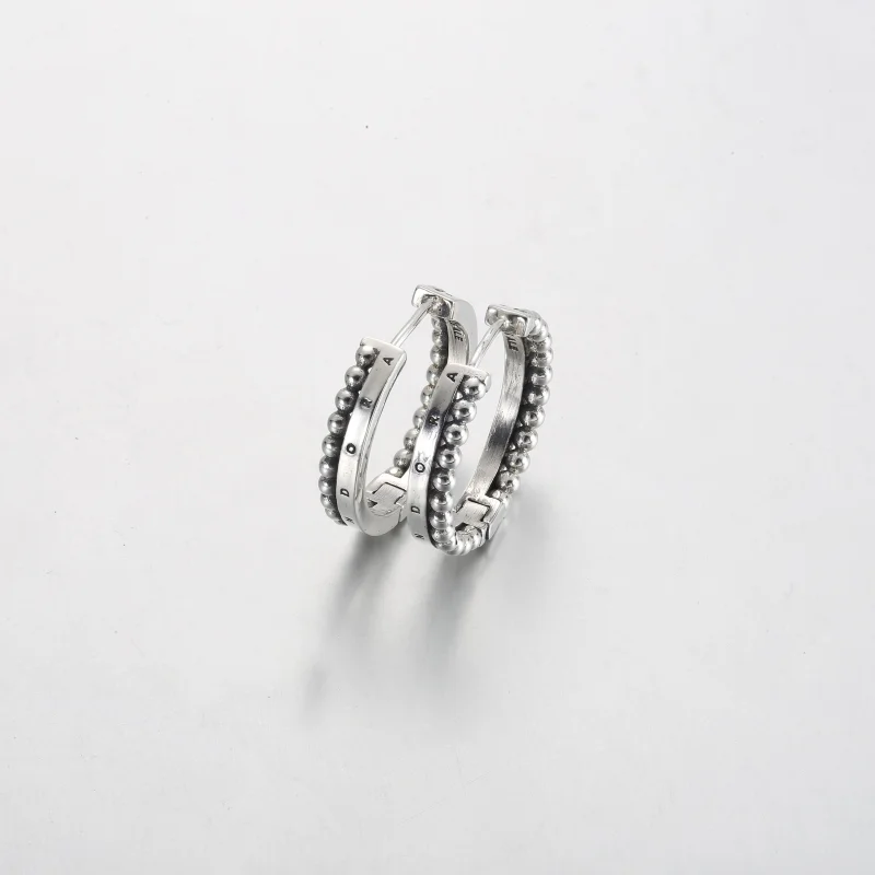 (Bild für) Pandora Signature Logo & Perlen Creolen - 292310C00 - Ansicht 2