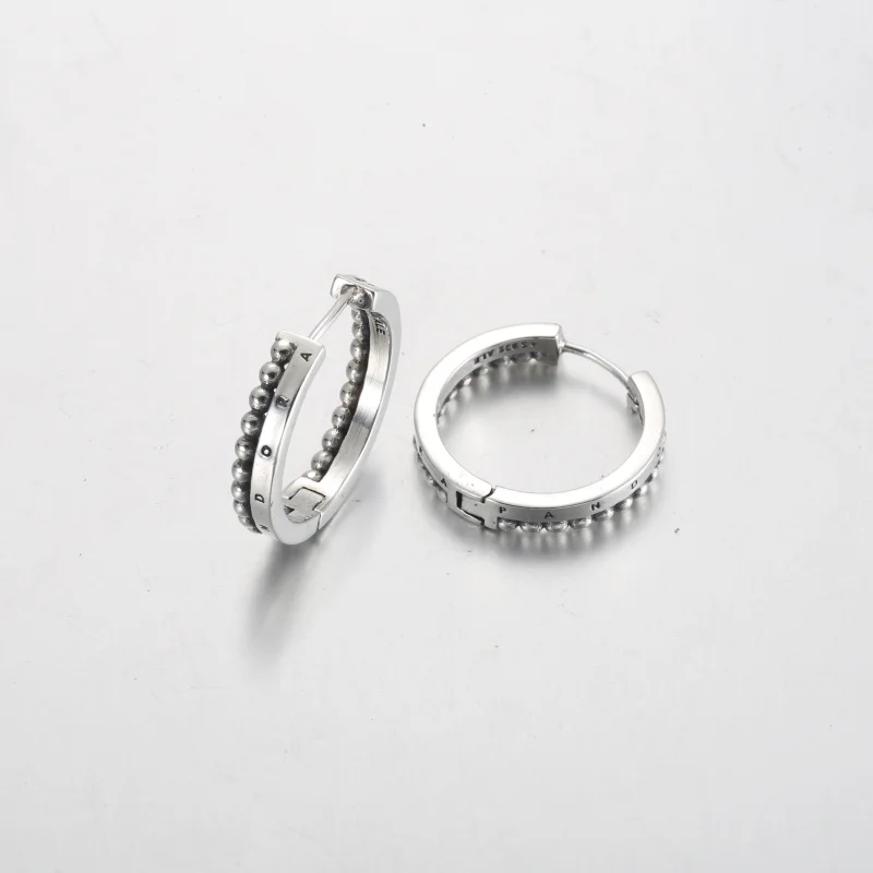 (Bild für) Pandora Signature Logo & Perlen Creolen - 292310C00 - Ansicht 4
