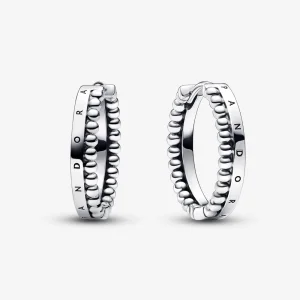 (Bild für) Pandora Signature Logo & Perlen Creolen - 292310C00