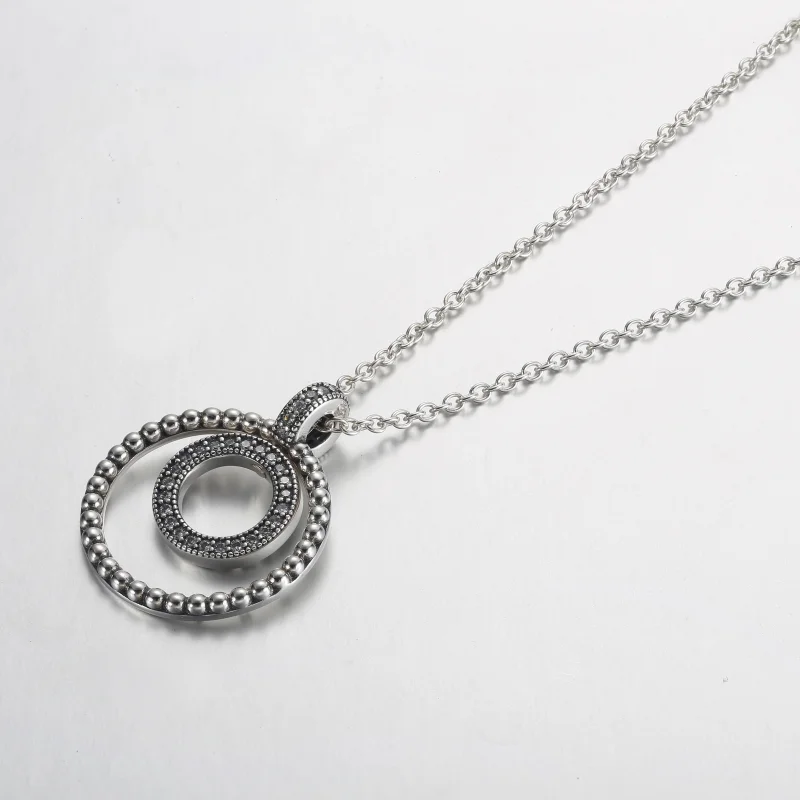 (Bild für) Pandora Signature Pavé & Perlen Anhänger & Halskette - 392308C01 - Ansicht 2