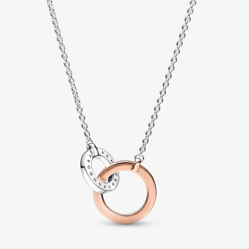 (Bild für) Pandora Signature Zweifarbige Halskette mit verschlungenen Kreisen - 382778C01 - Ansicht 2