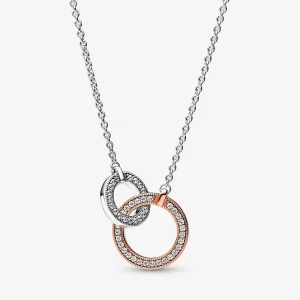 (Bild für) Pandora Signature Zweifarbige Halskette mit verschlungenen Kreisen - 382778C01