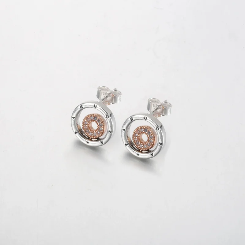 (Bild für) Pandora Signature Zweifarbige Logo-Kreise Stecker Ohrringe - 282314C01 - Ansicht 2