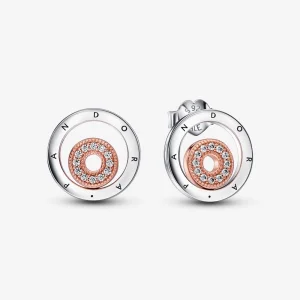 (Bild für) Pandora Signature Zweifarbige Logo-Kreise Stecker Ohrringe - 282314C01
