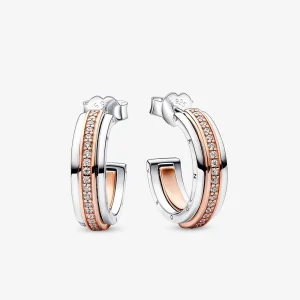 (Bild für) Pandora Signature Zweifarbige Logo & Pavé-Ohrringe - 282737C01