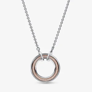 (Bild für) Pandora Signature Zweifarbiges Logo & Pavé-Halskette - 382772C01