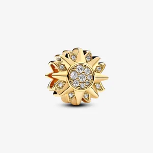 (Bild für) Pandora Sonne 14k vergoldetes Charm mit klaren Zirkonia - 762839C01