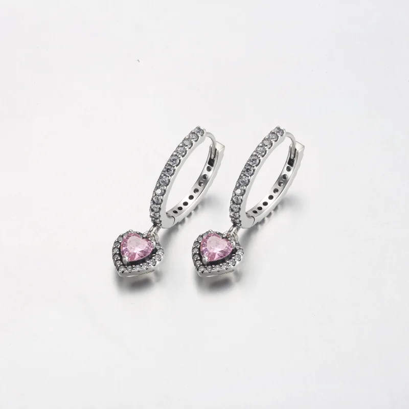 (Bild für) Pandora Sparkling Halo Heart Ohrringe - 291445C01 - Ansicht 2