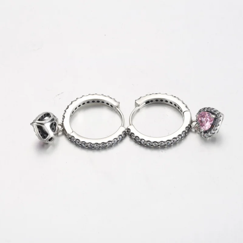 (Bild für) Pandora Sparkling Halo Heart Ohrringe - 291445C01 - Ansicht 3