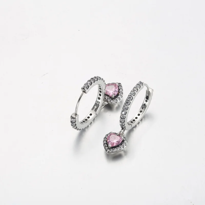 (Bild für) Pandora Sparkling Halo Heart Ohrringe - 291445C01 - Ansicht 4