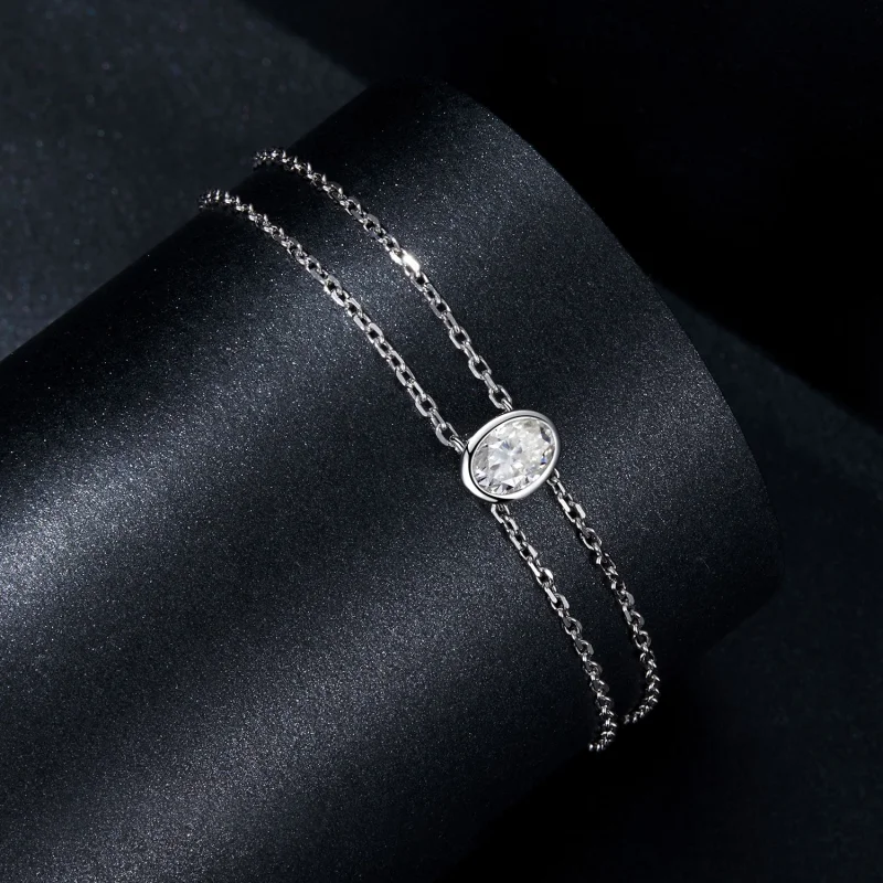 (Bild für) PANDORA-Stil 1 Ct Doppelschicht Moissanit-Armband (mit Zertifikat) - MSB012 - Ansicht 2