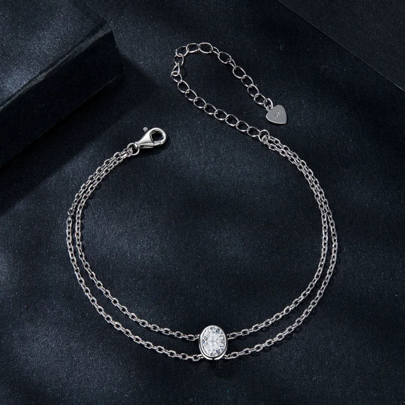 (Bild für) PANDORA-Stil 1 Ct Doppelschicht Moissanit-Armband (mit Zertifikat) - MSB012 - Ansicht 3