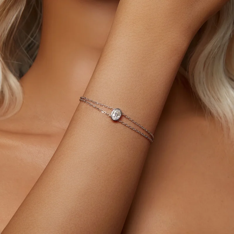 (Bild für) PANDORA-Stil 1 Ct Doppelschicht Moissanit-Armband (mit Zertifikat) - MSB012 - Ansicht 5