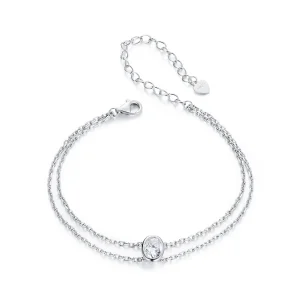 (Bild für) PANDORA-Stil 1 Ct Doppelschicht Moissanit-Armband (mit Zertifikat) - MSB012