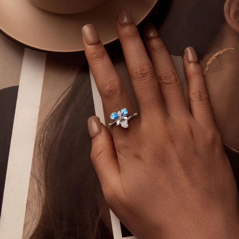 (Bild für) PANDORA Stil Blaue Iris Offener Ring - BSR509-E - Ansicht 5