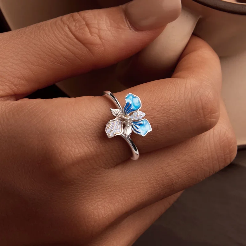 (Bild für) PANDORA Stil Blaue Iris Offener Ring - BSR509-E - Ansicht 6