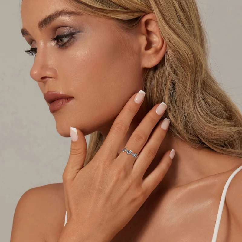 (Bild für) PANDORA Stil Blauer Schmetterlingsring - BSR508 - Ansicht 4