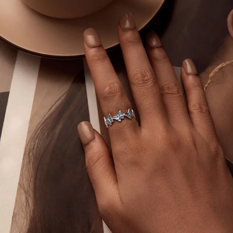 (Bild für) PANDORA Stil Blauer Schmetterlingsring - BSR508 - Ansicht 5