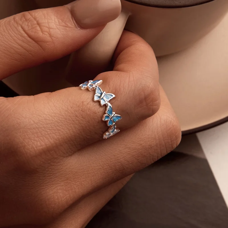 (Bild für) PANDORA Stil Blauer Schmetterlingsring - BSR508 - Ansicht 6