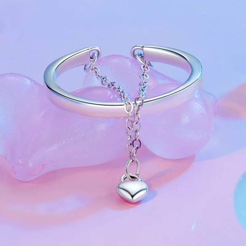 (Bild für) PANDORA-Stil Herzform Kette Doppelschicht Offener Ring - SCR1004-E - Ansicht 2