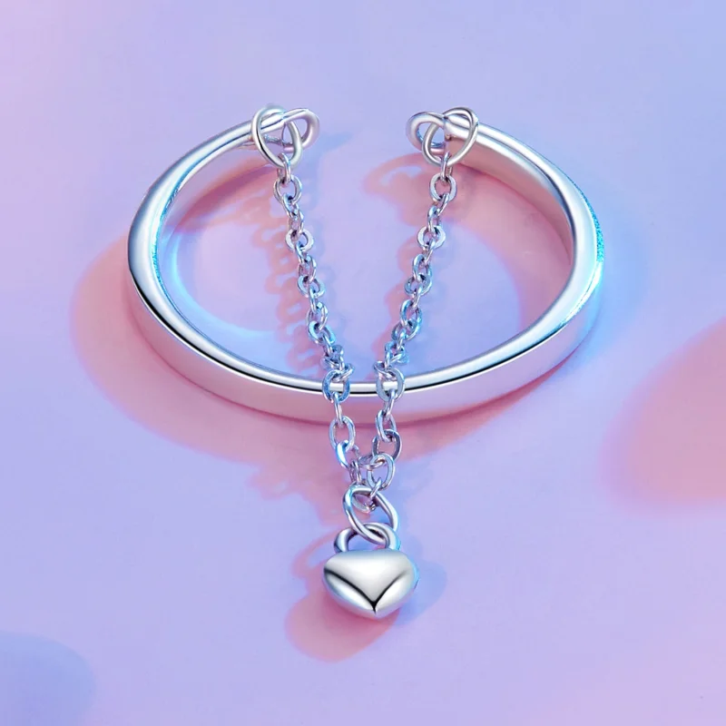 (Bild für) PANDORA-Stil Herzform Kette Doppelschicht Offener Ring - SCR1004-E - Ansicht 3
