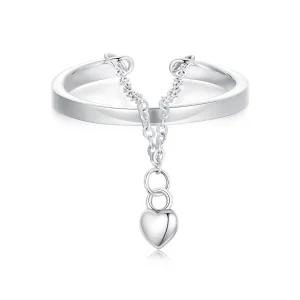 (Bild für) PANDORA-Stil Herzform Kette Doppelschicht Offener Ring - SCR1004-E
