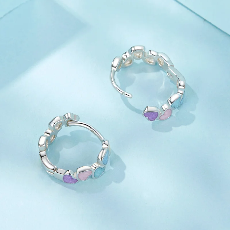 (Bild für) PANDORA-Stil Herzförmige Farbige Dopamin Ohrringe - SCE1694 - Ansicht 4