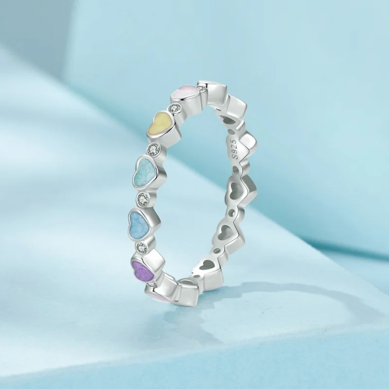 (Bild für) PANDORA-Stil Herzförmiger Farbenfroher Dopamin-Ring - SCR995 - Ansicht 2