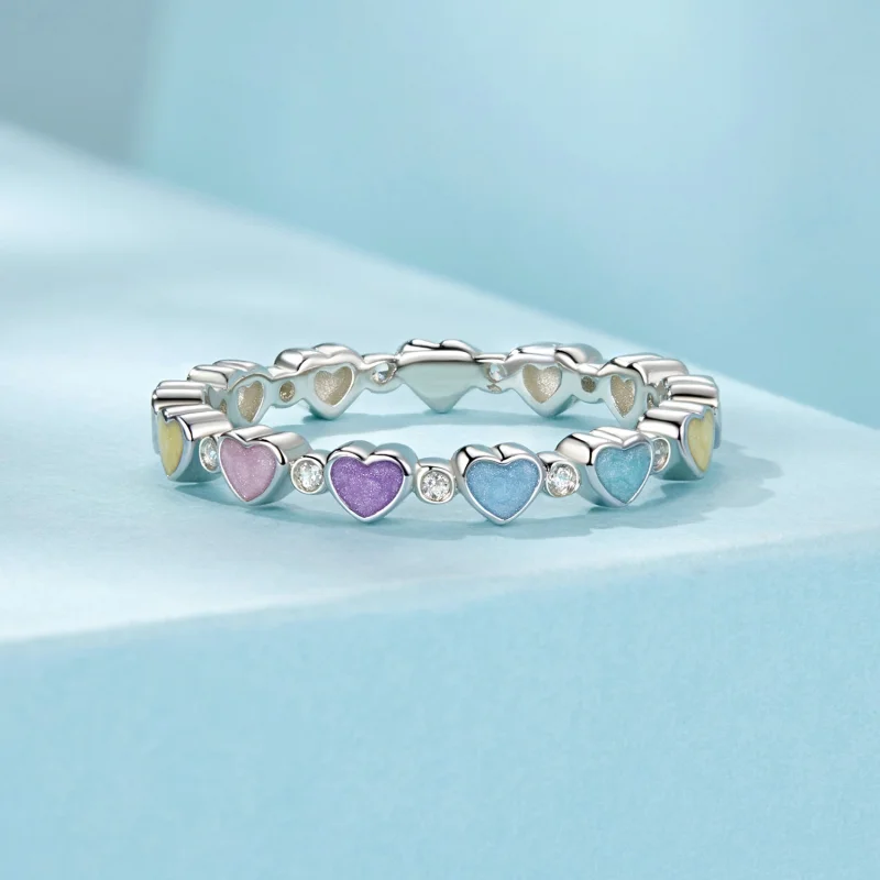 (Bild für) PANDORA-Stil Herzförmiger Farbenfroher Dopamin-Ring - SCR995 - Ansicht 3