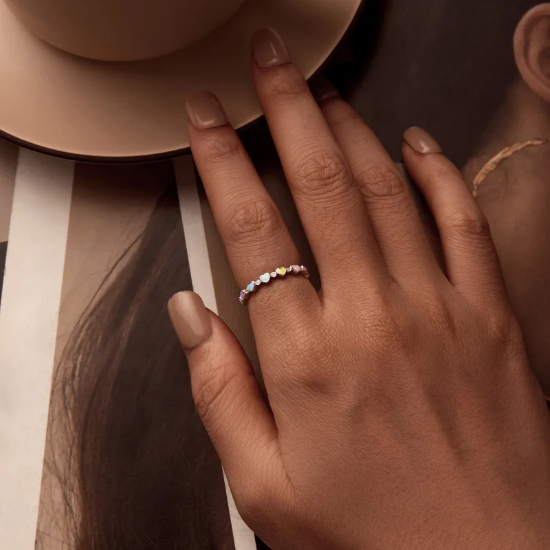 (Bild für) PANDORA-Stil Herzförmiger Farbenfroher Dopamin-Ring - SCR995 - Ansicht 6