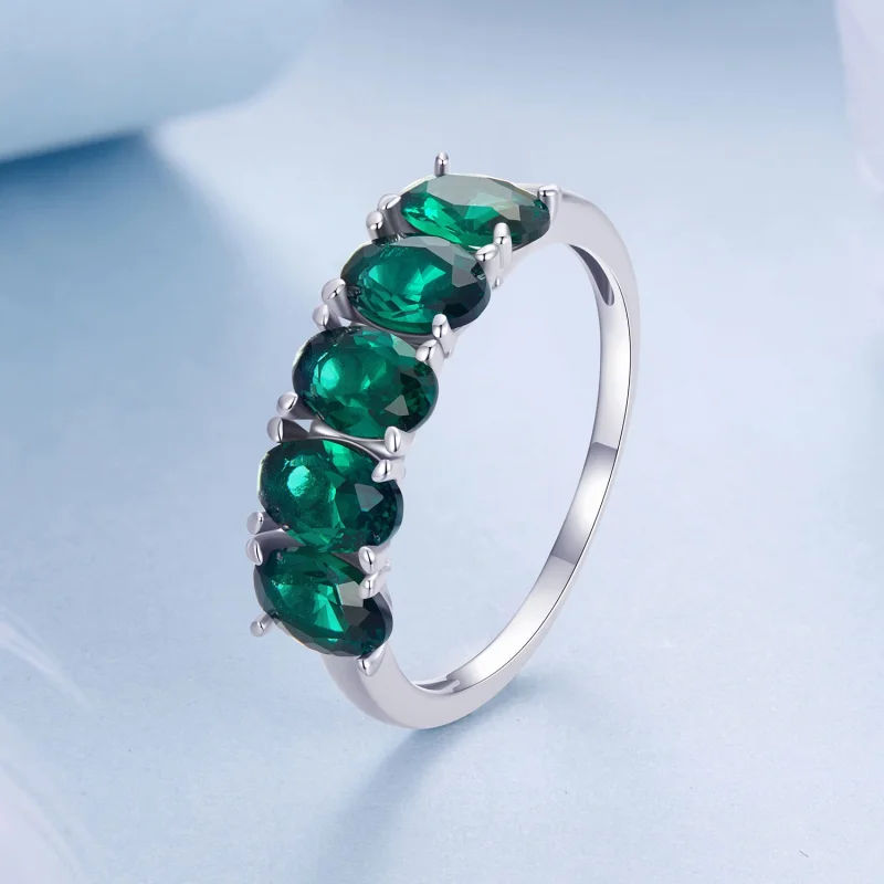 (Bild für) PANDORA-Stil Luxuriöser Grüner Zirkonium Ring - BSR522 - Ansicht 2