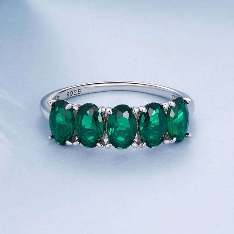 (Bild für) PANDORA-Stil Luxuriöser Grüner Zirkonium Ring - BSR522 - Ansicht 3