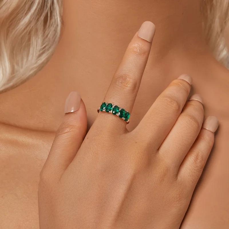 (Bild für) PANDORA-Stil Luxuriöser Grüner Zirkonium Ring - BSR522 - Ansicht 4