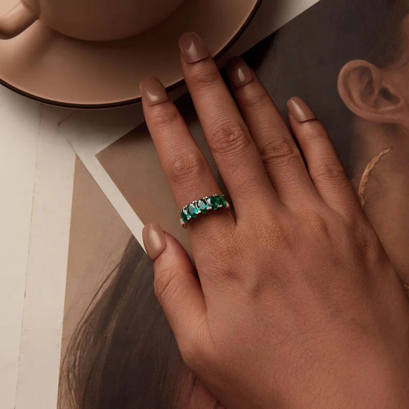 (Bild für) PANDORA-Stil Luxuriöser Grüner Zirkonium Ring - BSR522 - Ansicht 6
