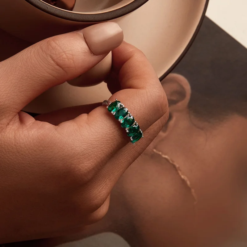 (Bild für) PANDORA-Stil Luxuriöser Grüner Zirkonium Ring - BSR522 - Ansicht 7