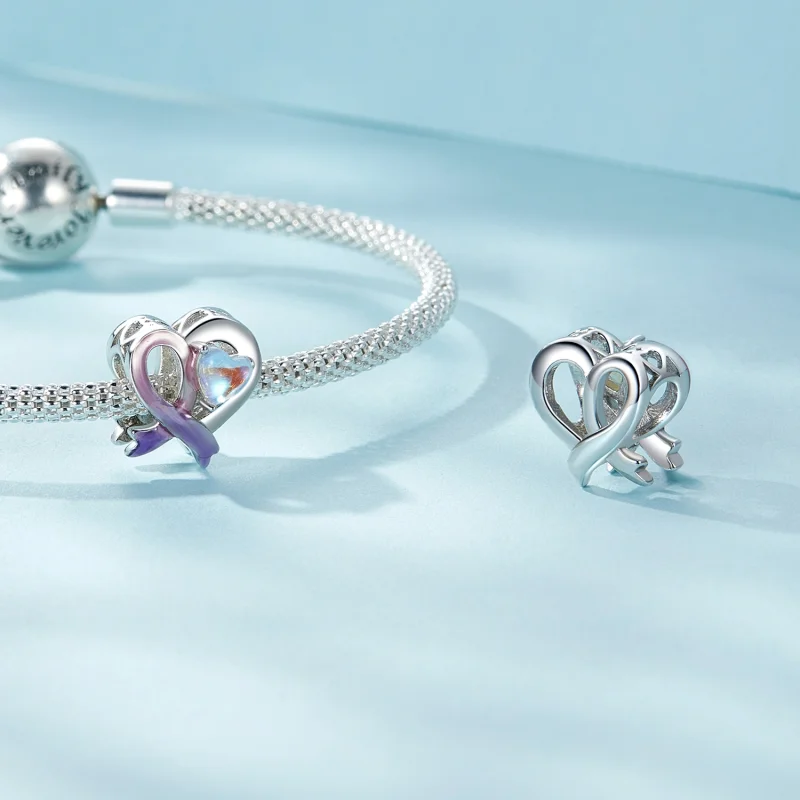 (Bild für) PANDORA-Stil Pink Ribbon Charm - SCC2685 - Ansicht 4