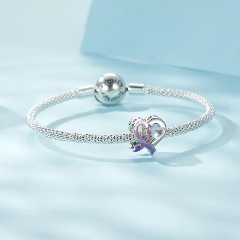 (Bild für) PANDORA-Stil Pink Ribbon Charm - SCC2685 - Ansicht 5