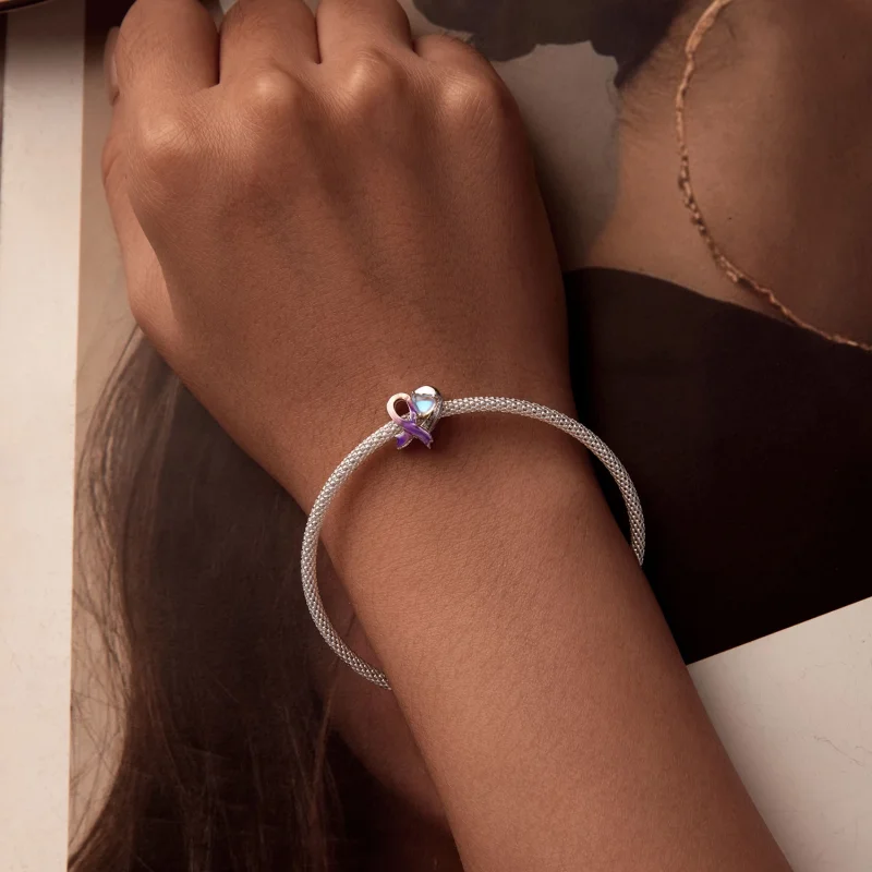 (Bild für) PANDORA-Stil Pink Ribbon Charm - SCC2685 - Ansicht 6