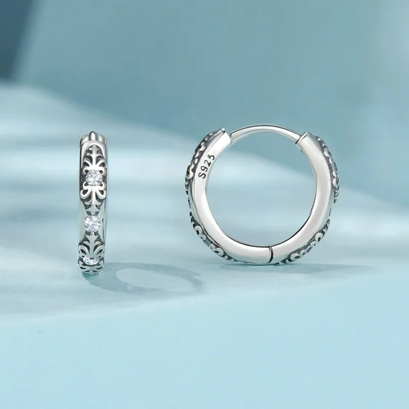 (Bild für) PANDORA-Stil Retro-Muster Ohrringe - SCE1701 - Ansicht 2