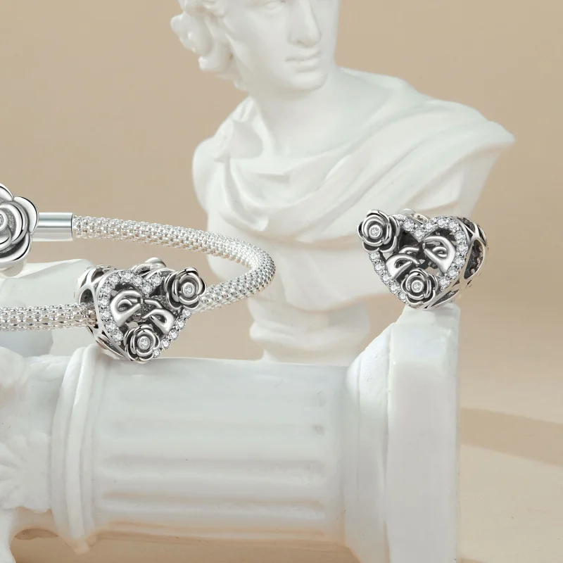 (Bild für) PANDORA Stil Romantischer Heiratsantrag Gedenkcharm - SCC2702 - Ansicht 4