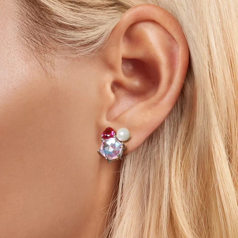 (Bild für) PANDORA Stil Rosa Glitzerperlen Ohrringe - SCE1697 - Ansicht 5