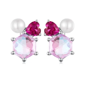 (Bild für) PANDORA Stil Rosa Glitzerperlen Ohrringe - SCE1697