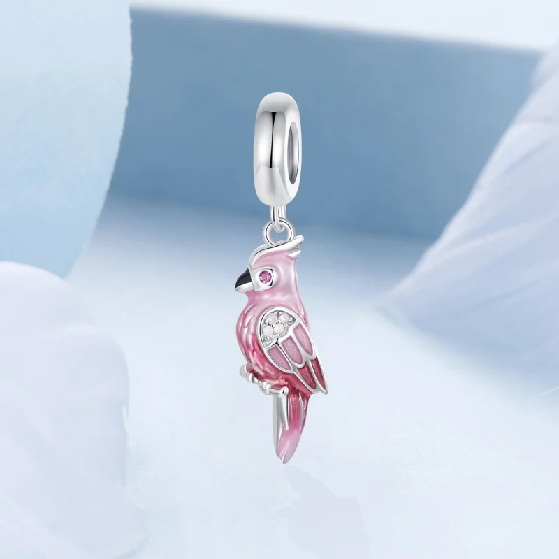 (Bild für) PANDORA Stil Rosa Papagei Anhänger - BSC971 - Ansicht 2