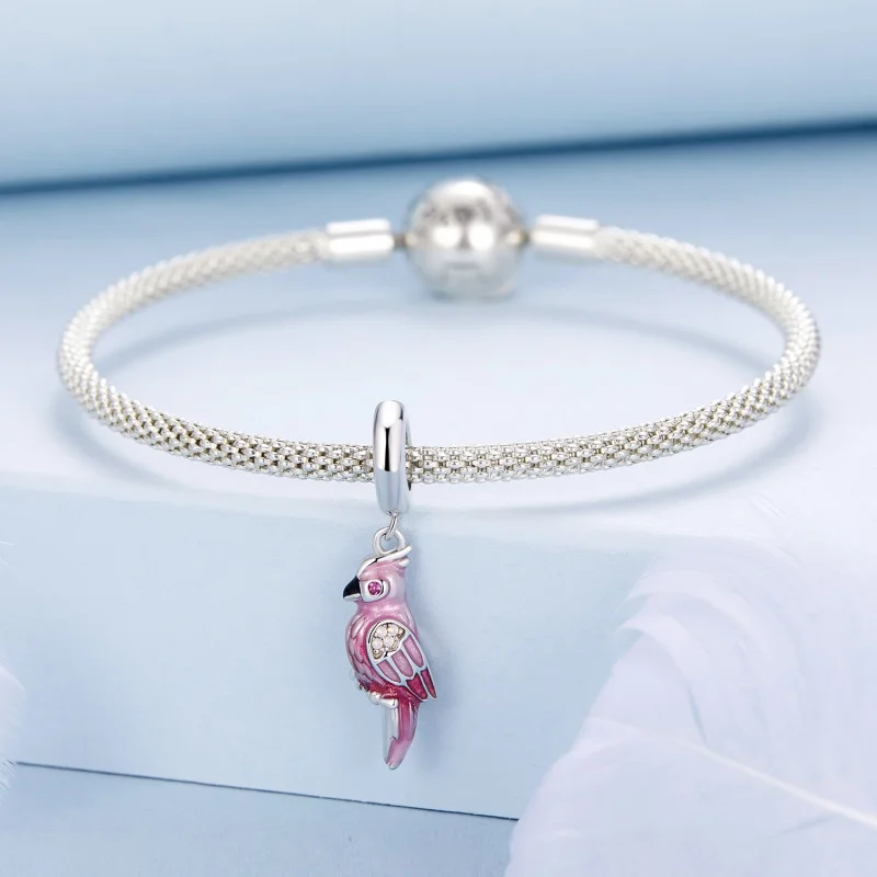 (Bild für) PANDORA Stil Rosa Papagei Anhänger - BSC971 - Ansicht 3