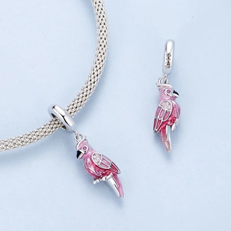 (Bild für) PANDORA Stil Rosa Papagei Anhänger - BSC971 - Ansicht 4