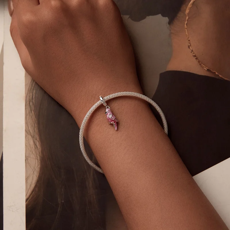 (Bild für) PANDORA Stil Rosa Papagei Anhänger - BSC971 - Ansicht 5