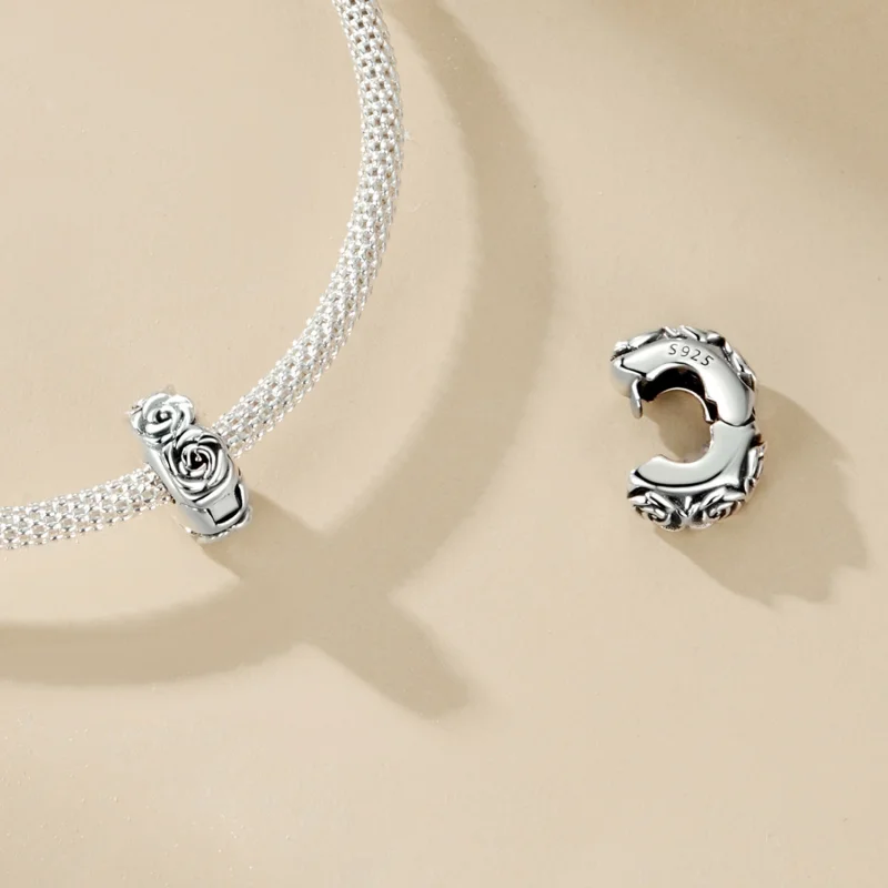 (Bild für) PANDORA-Stil Rosen-Positionsverschluss-Anhänger - SCC2706 - Ansicht 4