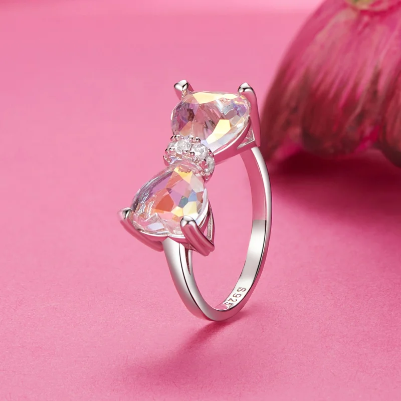 (Bild für) PANDORA-Stil Schleife Großer Mittelstein Ring - SCR1000 - Ansicht 2