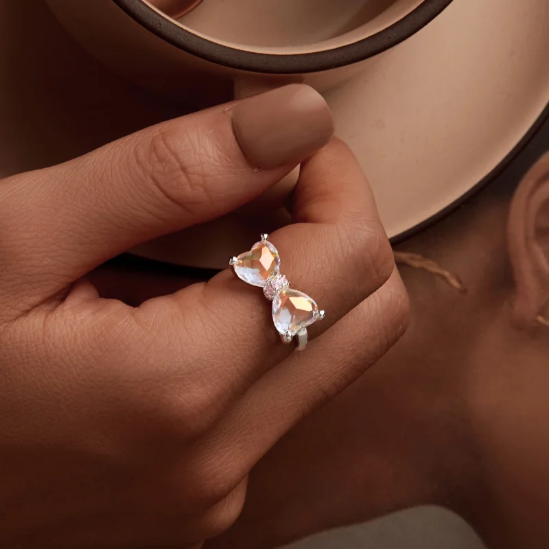 (Bild für) PANDORA-Stil Schleife Großer Mittelstein Ring - SCR1000 - Ansicht 7