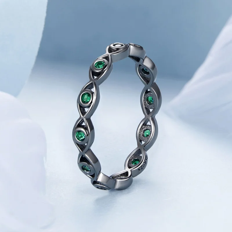 (Bild für) PANDORA-Stil Schwarzbeschichtetes Teufelsauge-Ring - BSR212-D - Ansicht 2